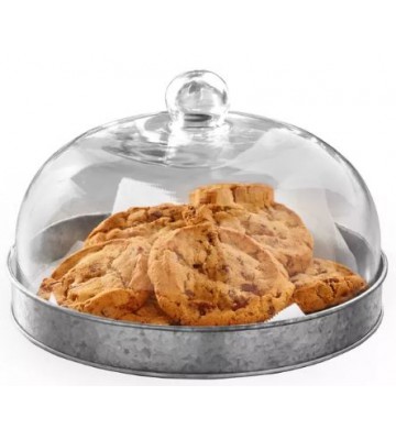 Glass Domed Serving Plate for Confectionery and Baked Goods